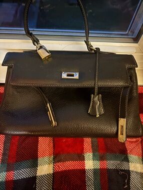 Black Leather Top-Handle Women's Satchel